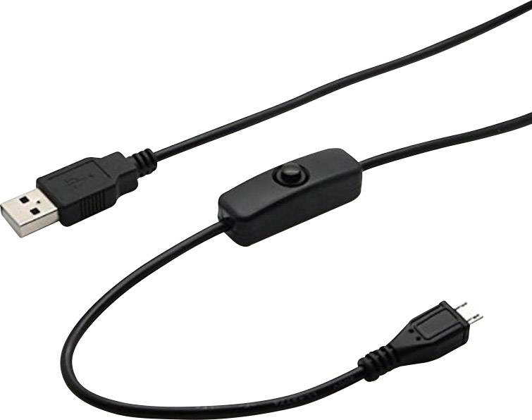Joy-it USB-Kabel USB 2.0 USB-A Stecker, USB-Micro-B Stecker 1.50 m Schwarz inkl. Ein/Aus-Schalter K-1470