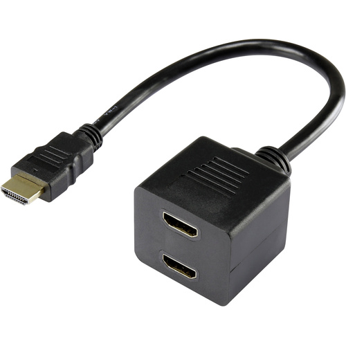 Renkforce RF-4212177 HDMI Y-Adapter [1x HDMI-Stecker - 2x HDMI-Buchse] Schwarz vergoldete Steckkontakte 20.00cm