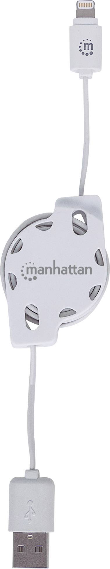 Manhattan USB-Kabel 1.00 m Weiß inkl. Aufroller 394246
