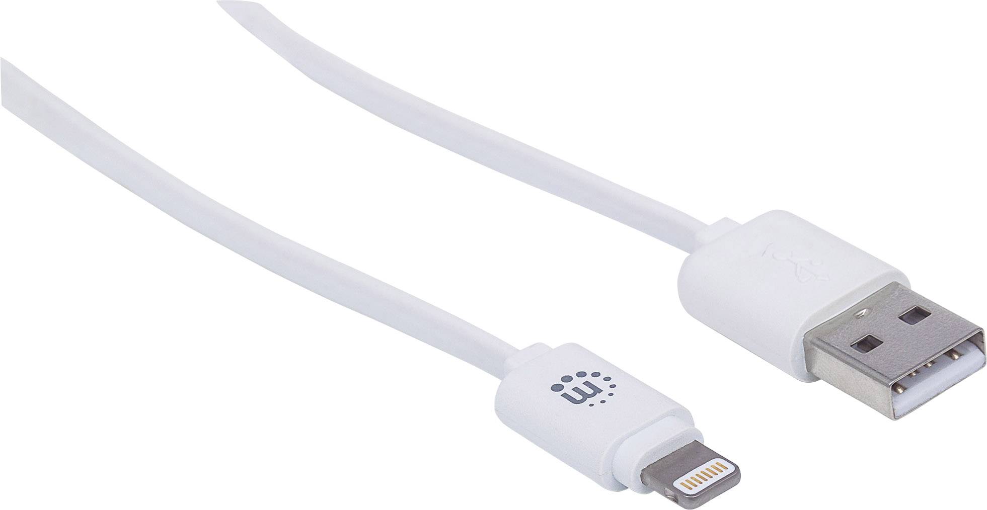 Manhattan USB-Kabel 1.00 m Weiß inkl. Aufroller 394246