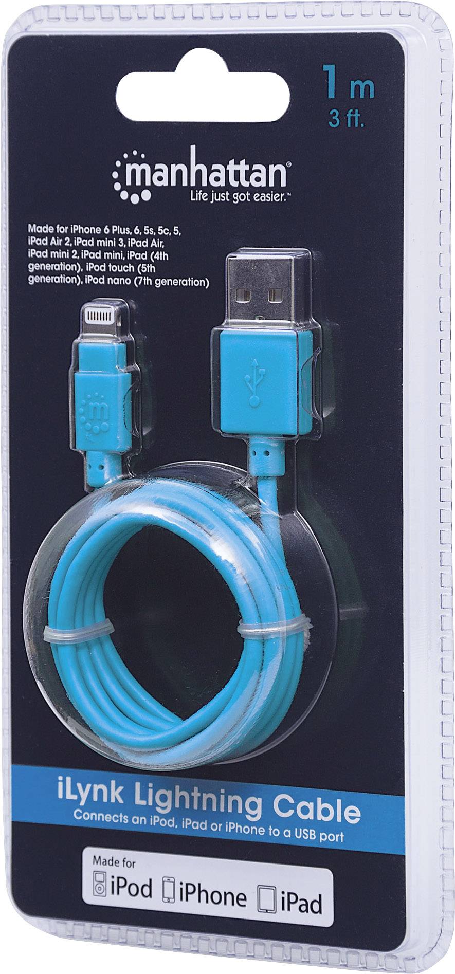 Manhattan iPad/iPhone/iPod Datenkabel/Ladekabel [1x USB 2.0 Stecker A - 1x Apple Lightning-Stecker] 1m Blau