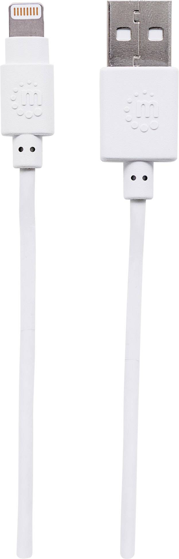 Manhattan iPad/iPhone/iPod Datenkabel/Ladekabel [1x USB 2.0 Stecker A - 1x Apple Lightning-Stecker] 1.80m Weiß