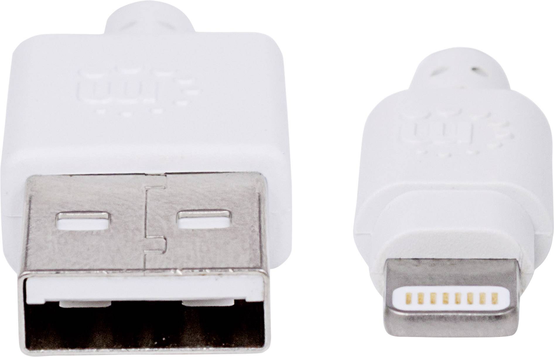 Manhattan Apple iPad/iPhone/iPod Anschlusskabel [1x USB 2.0 Stecker A - 1x Apple Lightning-Stecker] 3.00 m Weiß