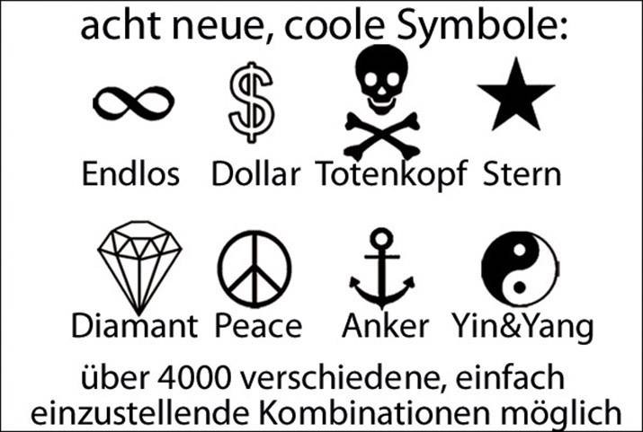 Security Plus SKS 100 Kettenschloss  Schwarz, Weiß (reflektierend) reflektierende Ummantelung Zahlenschloss mit Symbolen