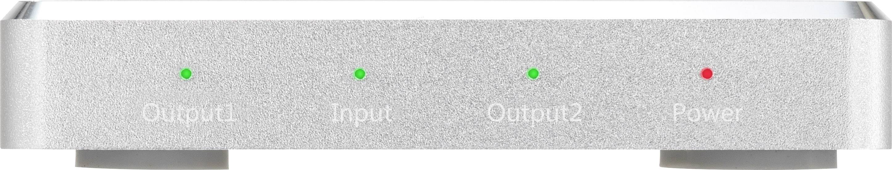 SpeaKa Professional 2 Port HDMI-Splitter mit Aluminiumgehäuse, Ultra HD-fähig 3840 x 2160 Pixel