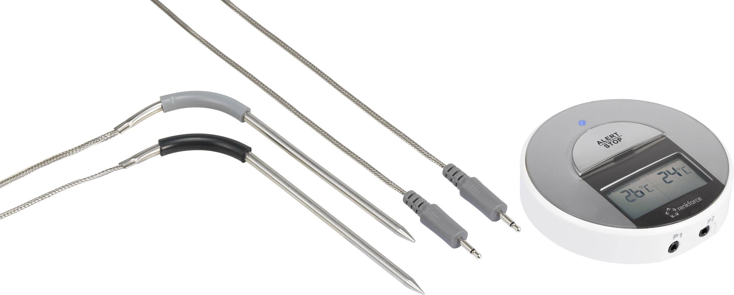 Renkforce A550 App Grill-Thermometer  Kostenlose App, Kabelsensor, Alarm, Automatisches Abschalten Soßen, Schwein, Rind, Reh, Pute, Pastöse Stoffe,