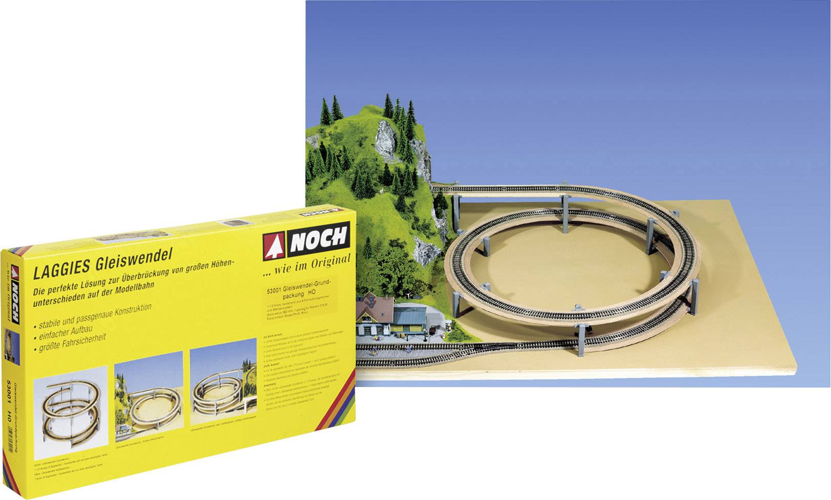 NOCH 0053104 H0 Gleiswendel Aufbaukreis (B x H) 165mm x 87mm 360 mm, 437.5mm