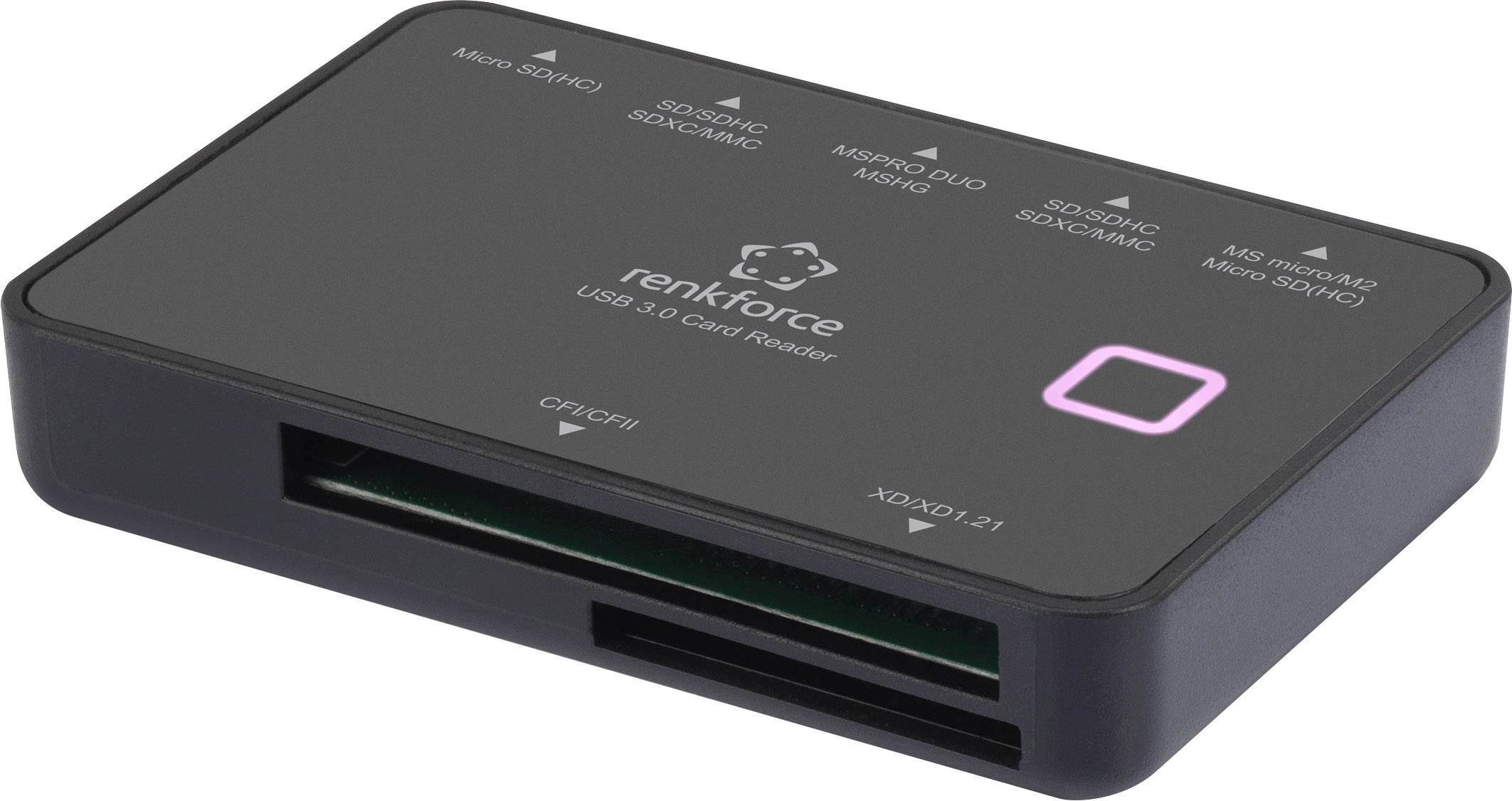 Renkforce CR33e-S Externer Speicherkartenleser USB 3.2 Gen 1 (USB 3.0) Schwarz