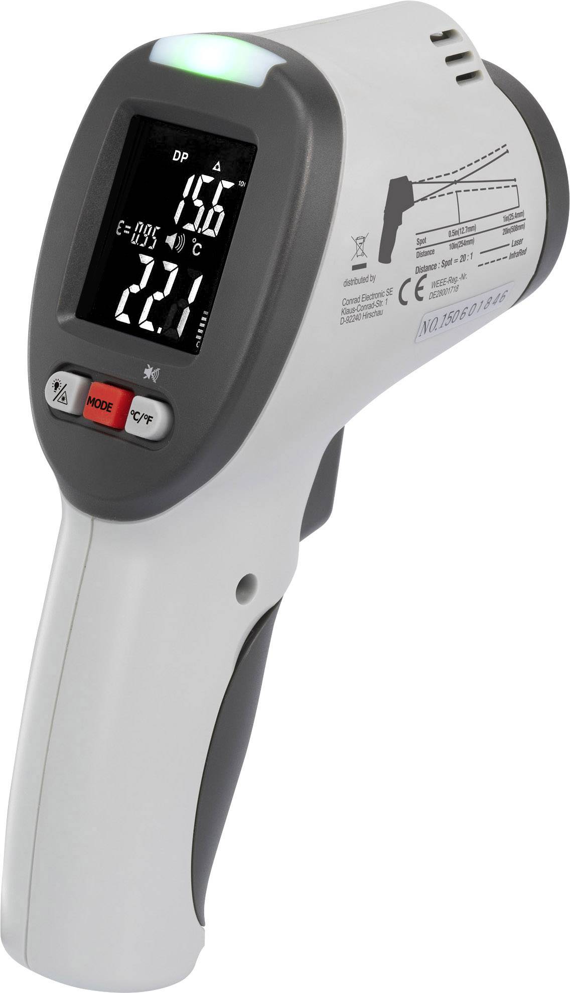 VOLTCRAFT IR-SCAN-350RH/2 Infrarot-Thermometer kalibriert (ISO) Optik 20:1 -50 - +380°C Pyrometer, Taupunktscanner