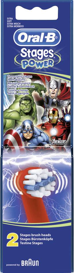 Oral-B Stages Power Kids - Avengers Aufsteckbürsten für elektrische Zahnbürste 2 St. Bunt
