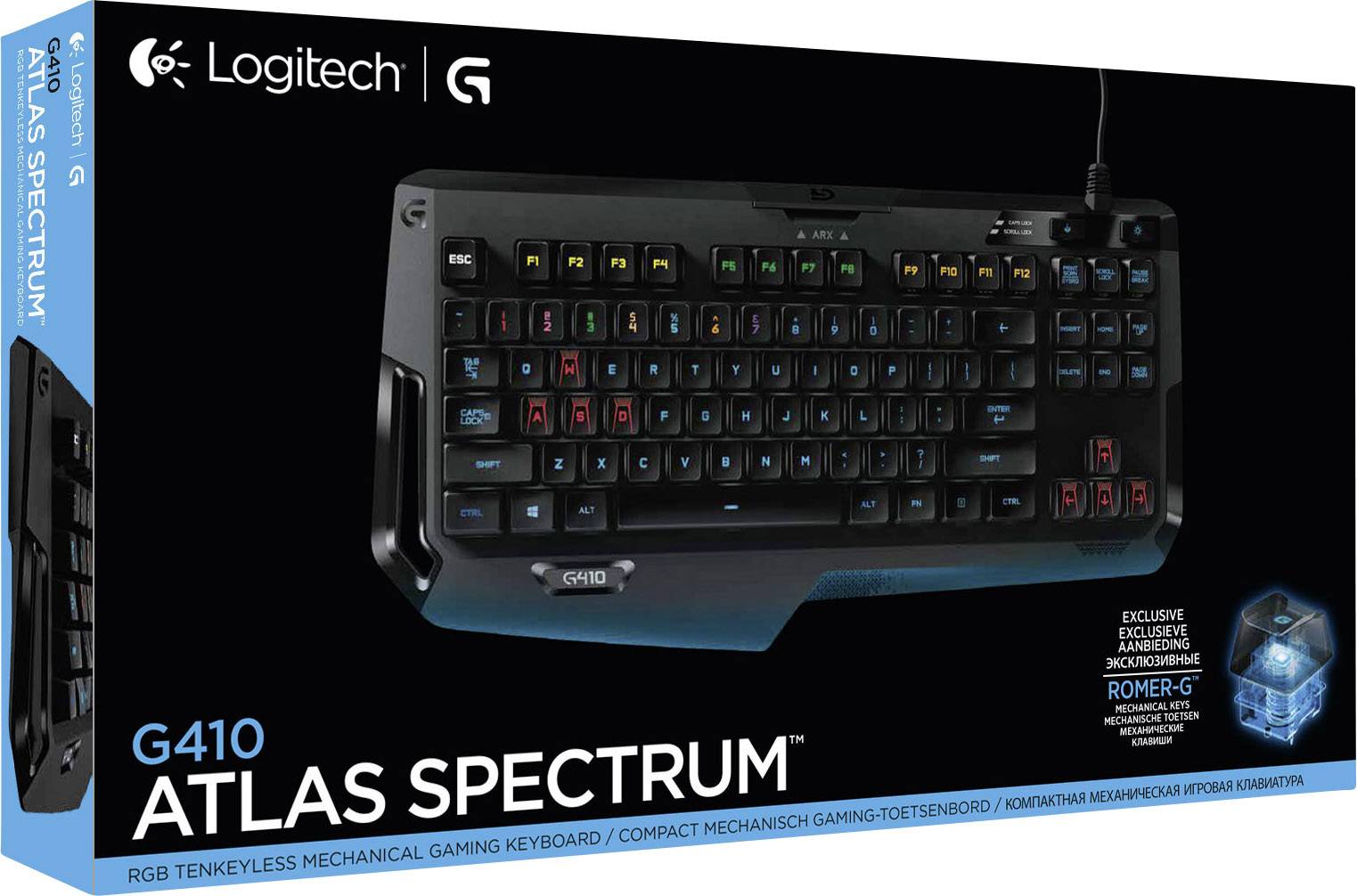 Logitech Gaming G410 ATLAS SPECTRUM USB Gaming-Tastatur Beleuchtet, Abnehmbares Kabel Deutsch, QWERTZ, Windows® Schwarz