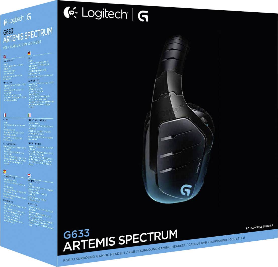 Logitech Gaming G633 Artemis Spectrum Over Ear Headset kabelgebunden 7.1 Surround Schwarz Mikrofon-Rauschunterdrückung, Noise Cancelling Lautstärke