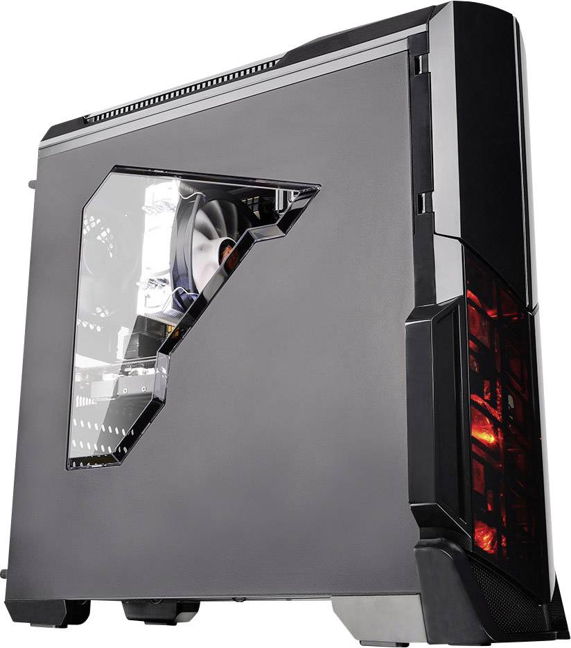 Thermaltake Versa N21 Midi-Tower PC-Gehäuse Schwarz 1 vorinstallierter Lüfter, Seitenfenster, Werkzeugfreie Festplatteninstallation