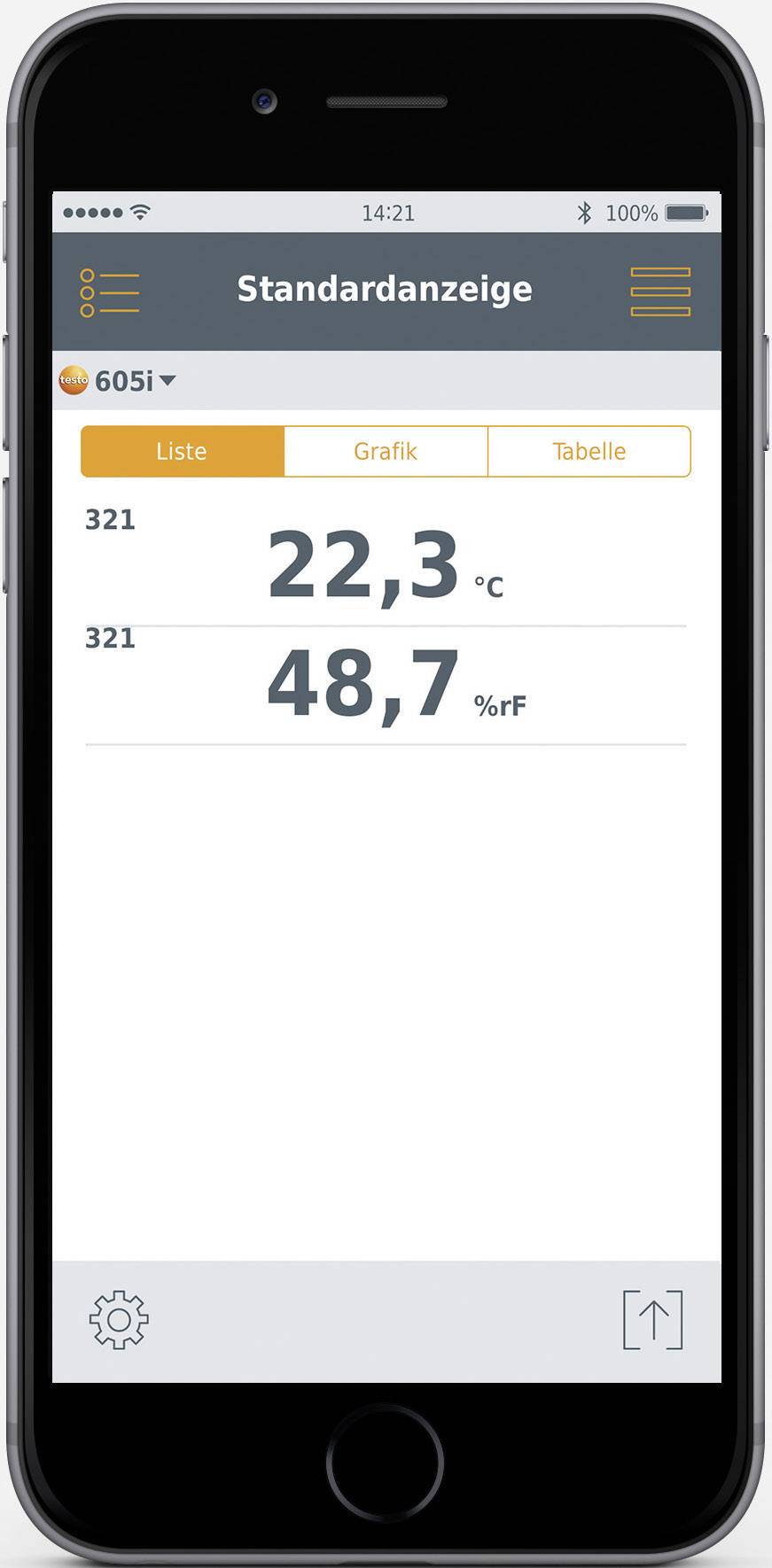 Thermo-Hygrometer m. Smartphone- Bedienung testo 605i