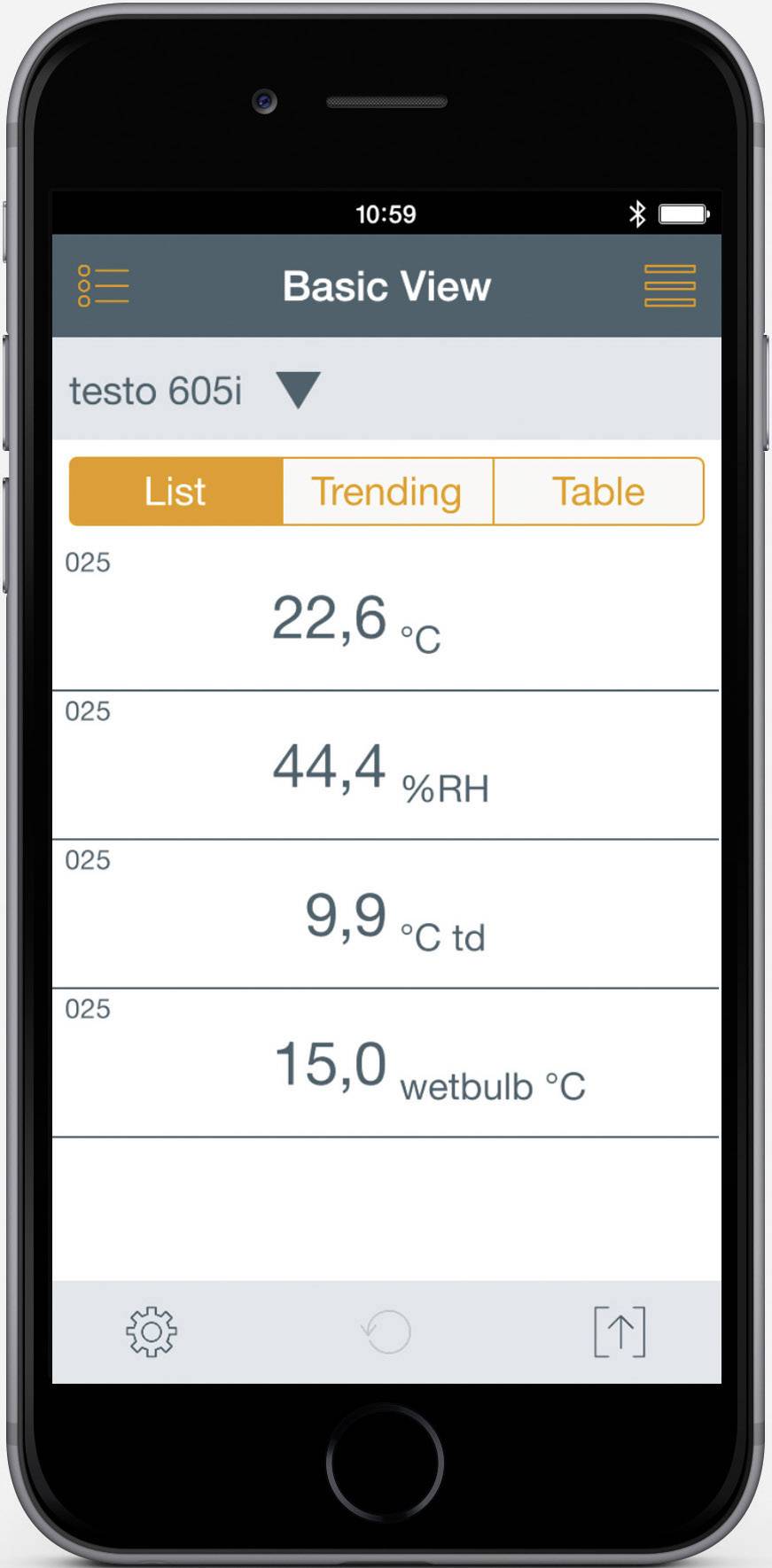 Thermo-Hygrometer m. Smartphone- Bedienung testo 605i