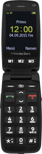 Primo by DORO 406 Senioren-Klapp-Handy mit Ladestation, SOS Taste Schwarz
