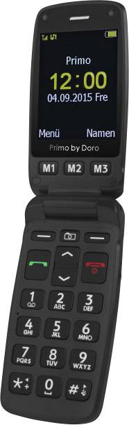 Primo by DORO 406 Senioren-Klapp-Handy mit Ladestation, SOS Taste Schwarz