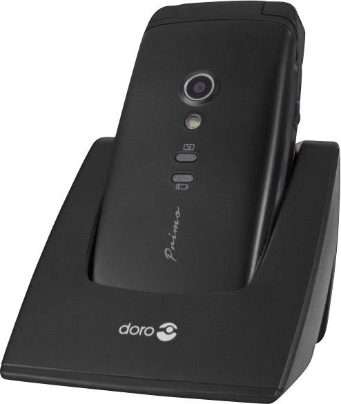 Primo by DORO 406 Senioren-Klapp-Handy mit Ladestation, SOS Taste Schwarz