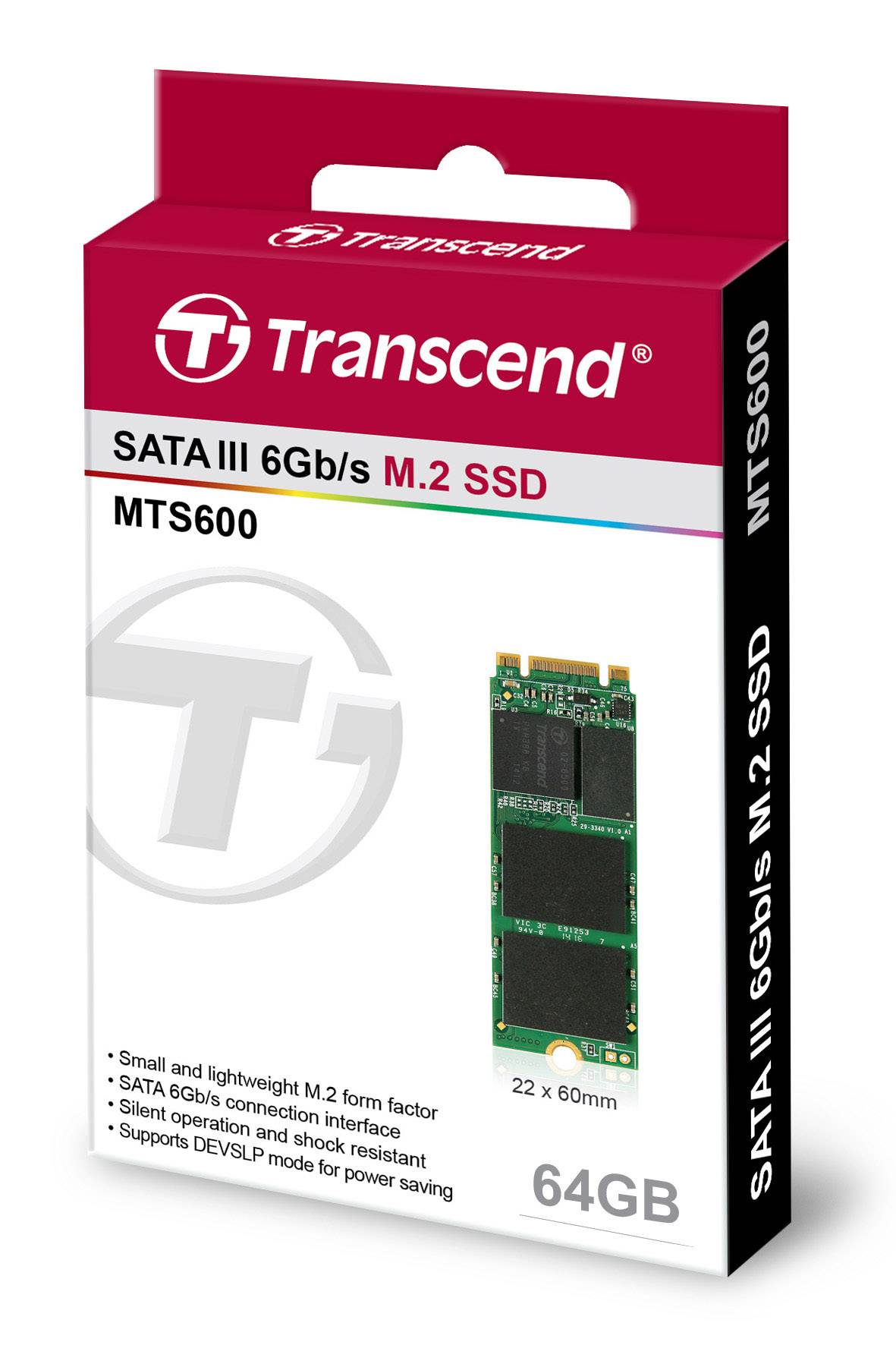Transcend 600 64GB Interne M.2 SATA SSD 2260 M.2 SATA 6 Gb/s Industrial TS64GMTS600