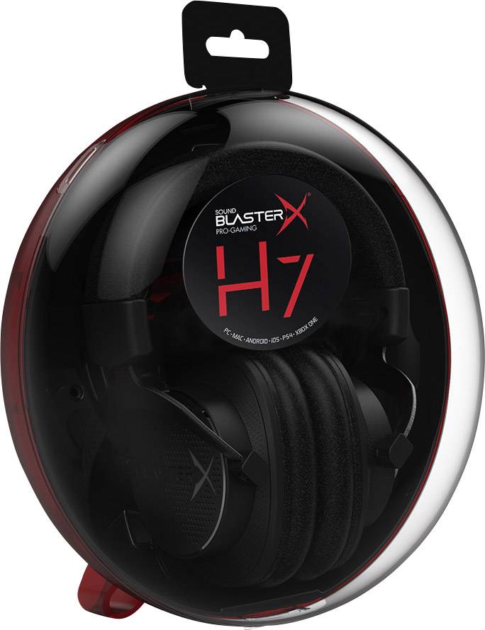 Creative Sound BlasterX H7 Over Ear Headset kabelgebunden 7.1 Surround Schwarz Mikrofon-Rauschunterdrückung Lautstärkeregelung, Mikrofon-Stummschal
