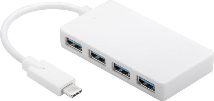 Goobay 66274 USB-Hub 4 Port USB-A (USB 3.2 Gen 1) mit USB-C® Stecker Weiß 66274