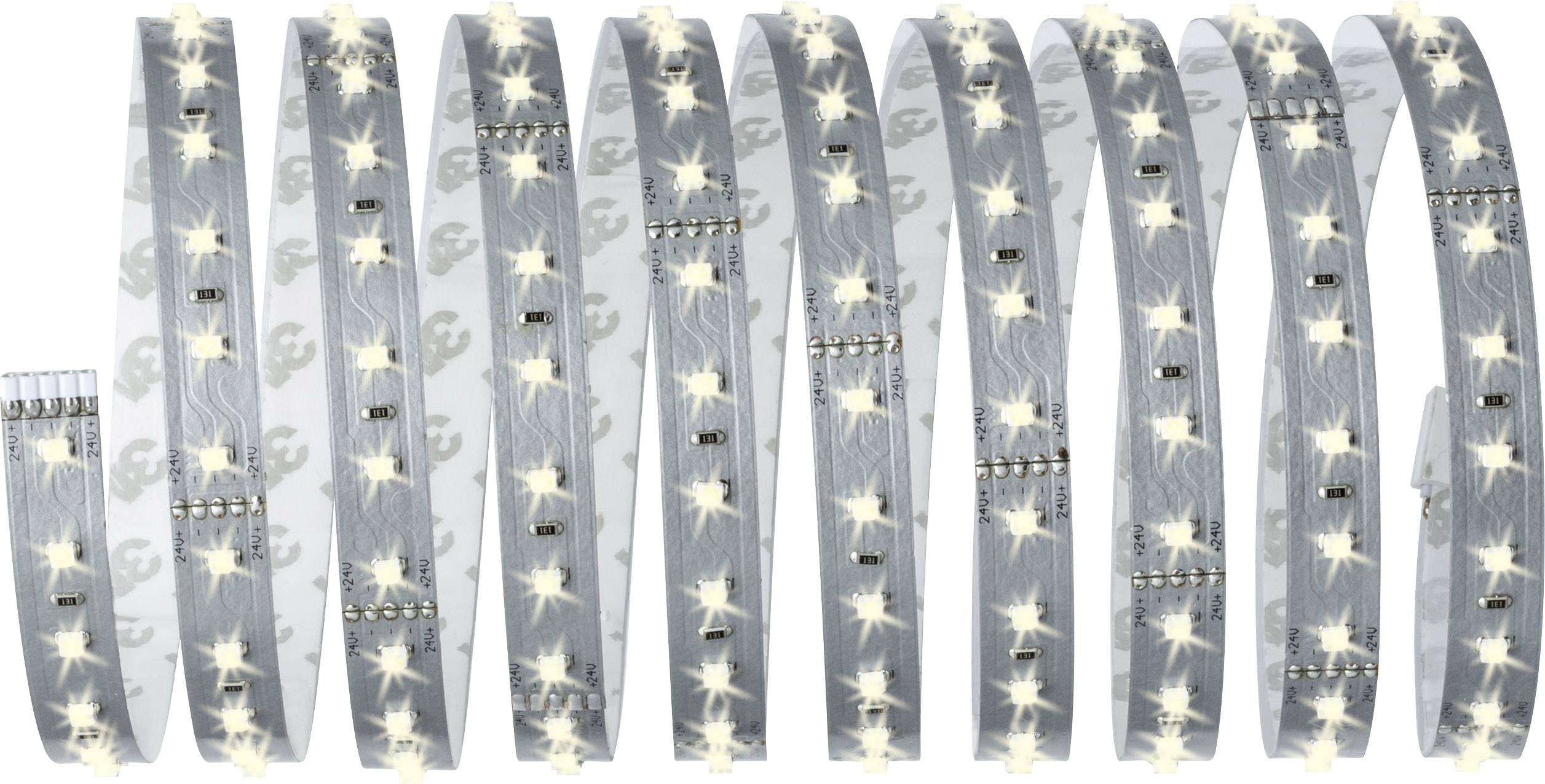 LED-Lichtband mit warmweißen Lichtern auf einer flexiblen Platine, ideal für Akzentbeleuchtung oder dekorative Anwendungen.