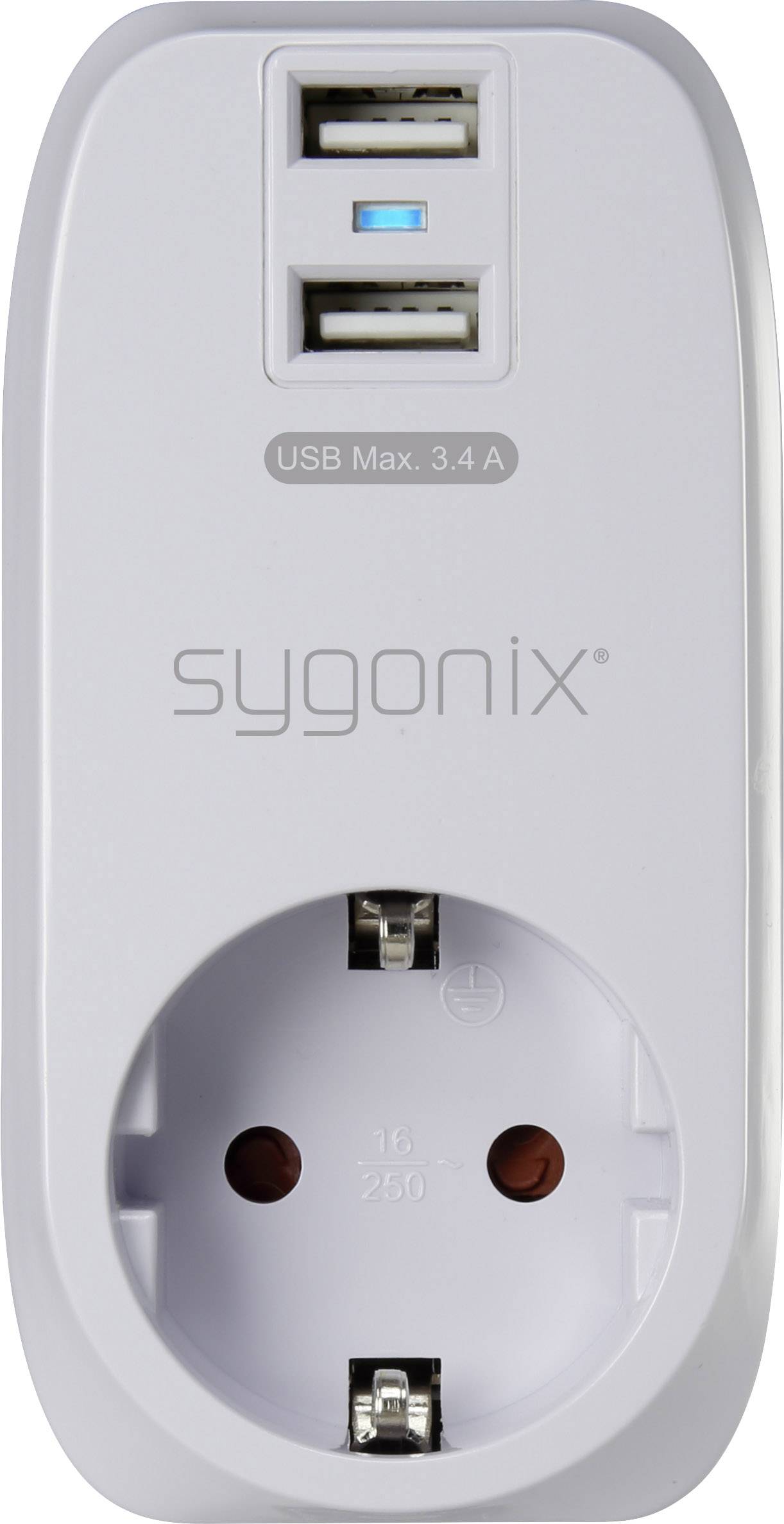Sygonix  17863X1 USB-Ladegerät Steckdose Ausgangsstrom (max.) 3400 mA 2 x USB, Schutzkontakt-Steckdose