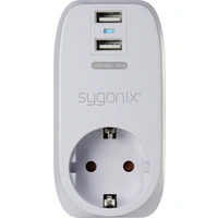 Sygonix 17863X1 USB-Ladegerät Steckdose Ausgangsstrom (max.) 3400mA 2 x USB, Schutzkontakt-Steckdose Sygonix 17863X1 USB-Ladegerät Steckdose Ausgangsstrom (max.) 3400mA 2 x USB, Schutzkontakt-Steckdose
