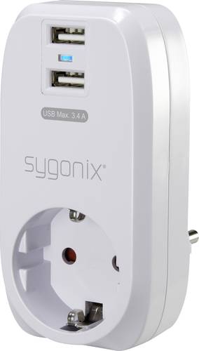Sygonix 17863X1 USB-Ladegerät Steckdose Ausgangsstrom (max.) 3400mA 2 x USB, Schutzkontakt-Steckdos