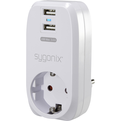 Chargeur USB Sygonix 17863X1 Courant de sortie (max.) 3400 mA 2 x USB, Prise de courant + contact de protection