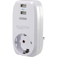 Sygonix 17863X1 USB-Ladegerät Steckdose Ausgangsstrom (max.) 3400mA 2 x USB, Schutzkontakt-Steckdose Sygonix 17863X1 USB-Ladegerät Steckdose Ausgangsstrom (max.) 3400mA 2 x USB, Schutzkontakt-Steckdose
