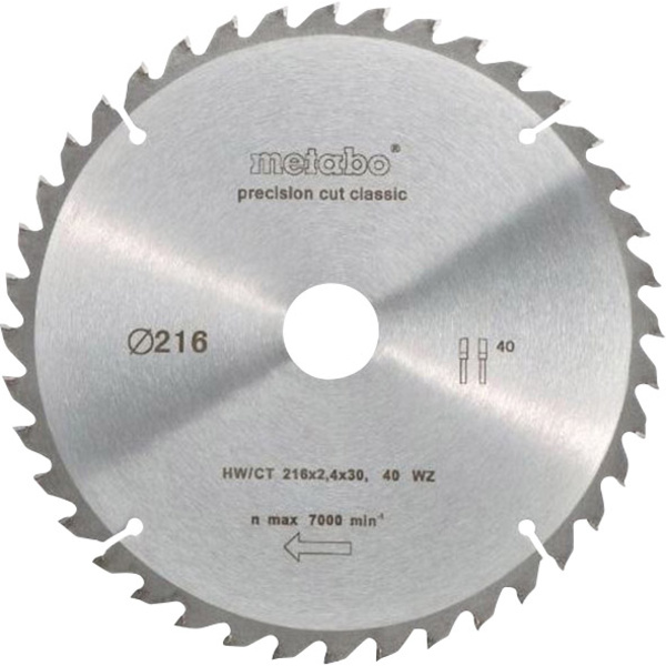 Metabo precision cut wood - classic 628060000 Kreissägeblatt 216 x 30 x 1.8 mm Zähneanzahl: 40 1 St
