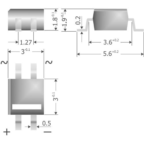 Diotec MYS250 Brückengleichrichter MicroDIL 600V 0.5A Einphasig