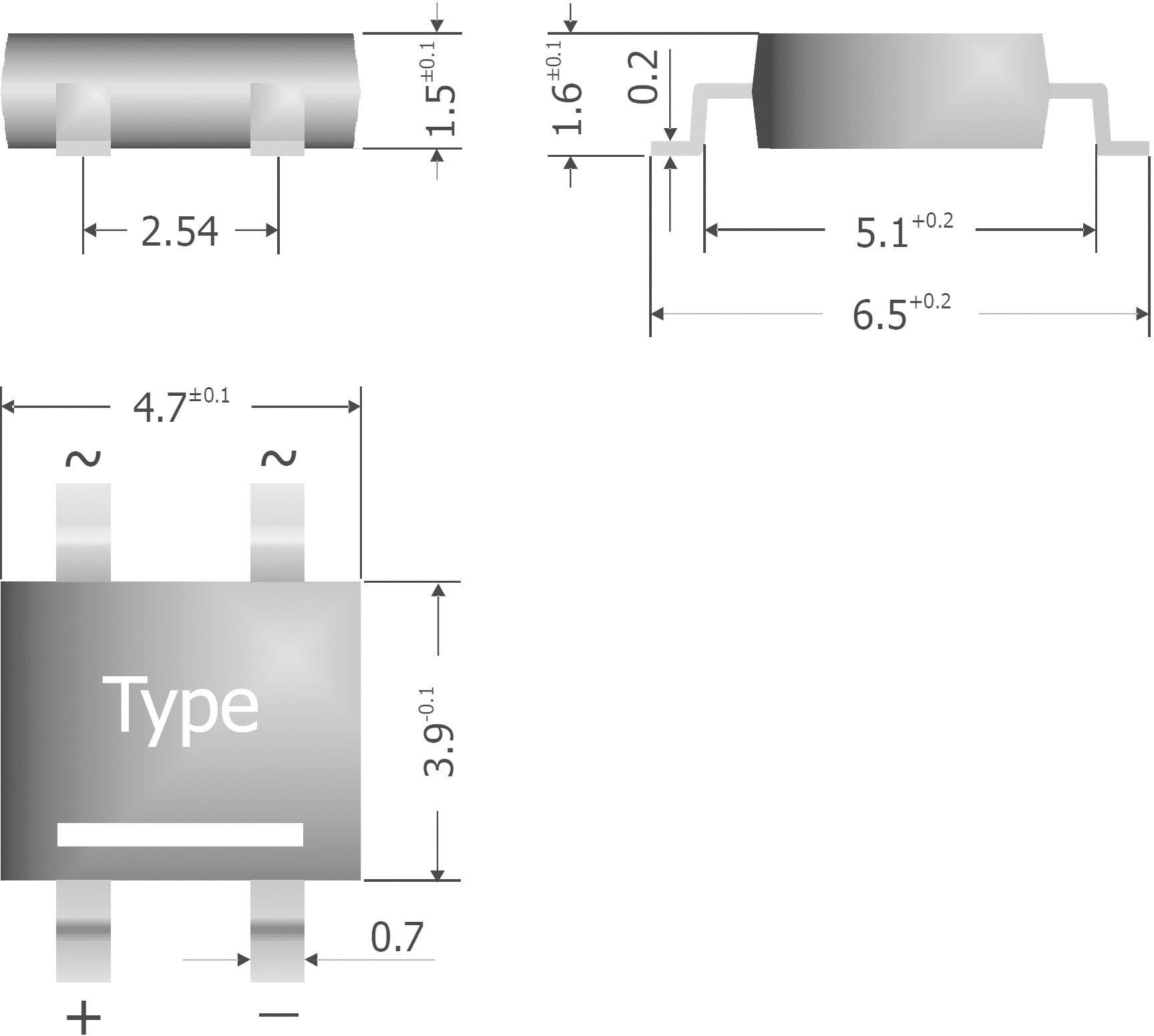 Diotec S250-SLIM Brückengleichrichter TO-269AA 600V 0.8A Einphasig
