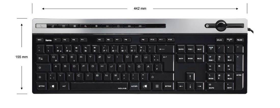 Hama MEDIA KEYBOARD MOLINA USB-Tastatur Deutsch, QWERTZ, Windows® Schwarz