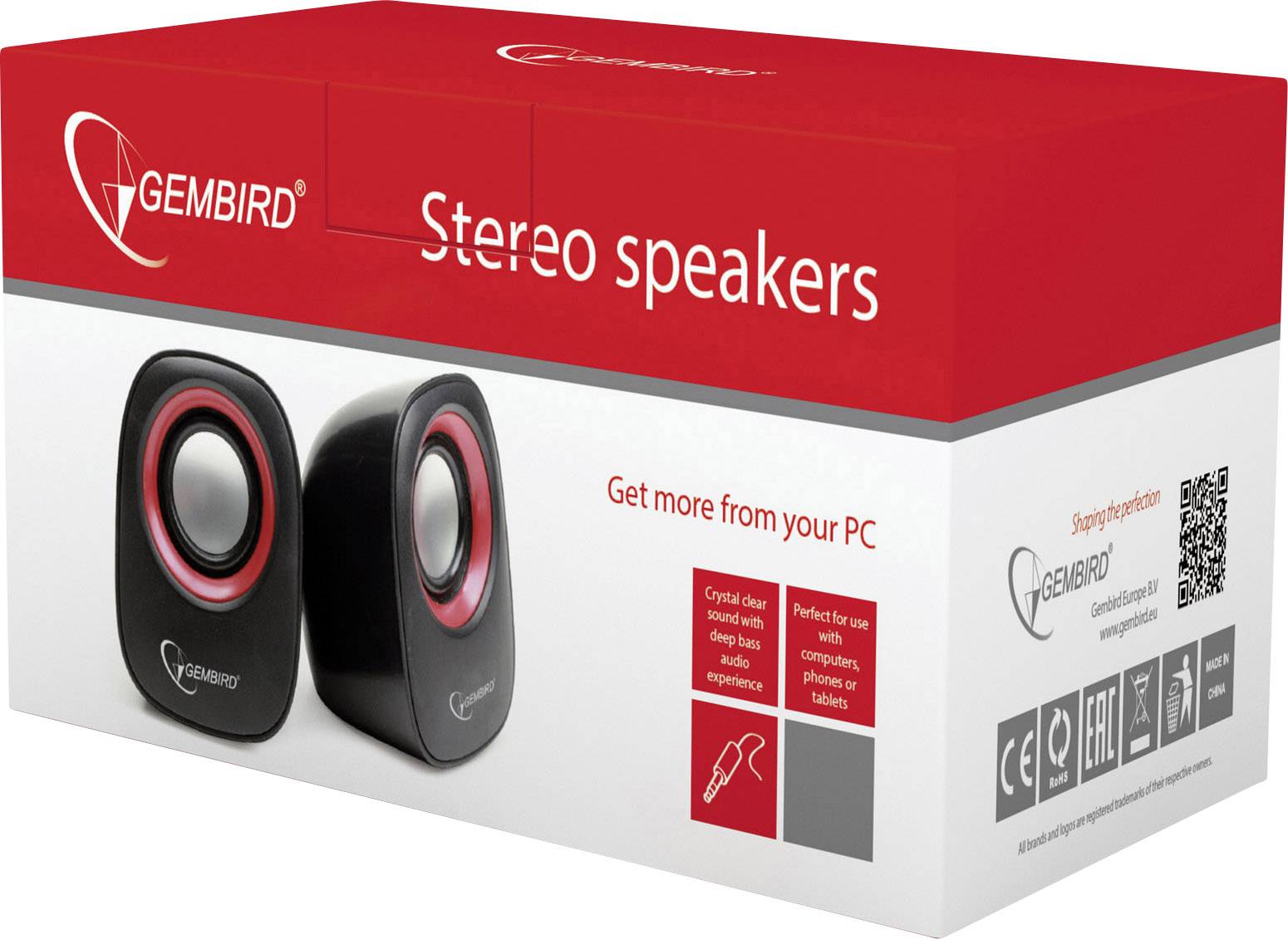 Gembird SPK-107A 2.0 PC-Lautsprecher Kabelgebunden 6 W Schwarz, Rot