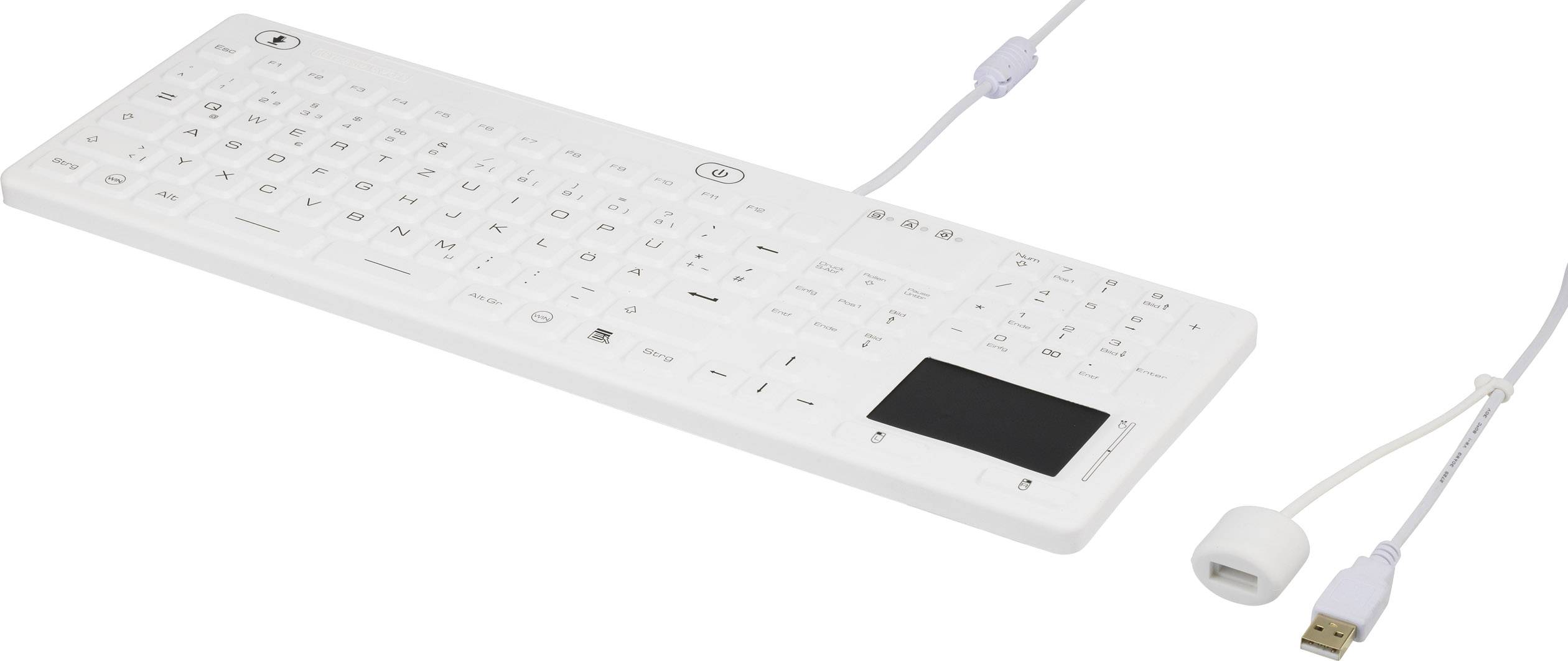 Renkforce IP 68 Industrie USB-Tastatur Weiß Spritzwassergeschützt, Staubgeschützt