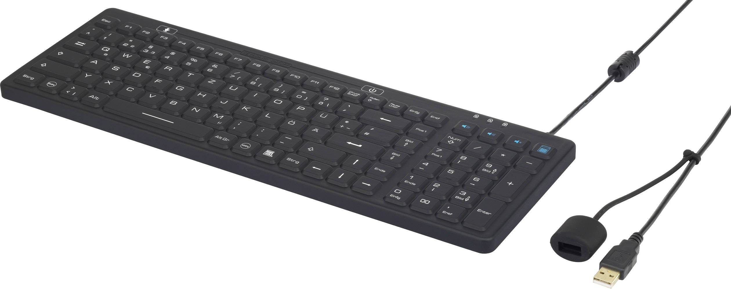 Renkforce iM-IKB106-BK Tastatur Schwarz Spritzwassergeschützt, Staubgeschützt