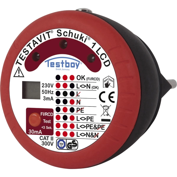 Testboy Testavit Schuki 1 LCD Steckdosentester CAT II 300 V LCD, LED Testboy Testavit Schuki 1 LCD Steckdosentester CAT II 300 V LCD, LED