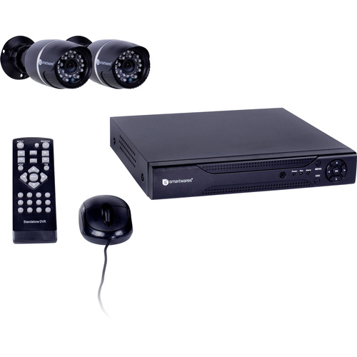 Smartwares DVR524S 10.036.88 Analog Überwachungskamera-Set 4-Kanal mit 2 Kameras 700 TVL 500GB