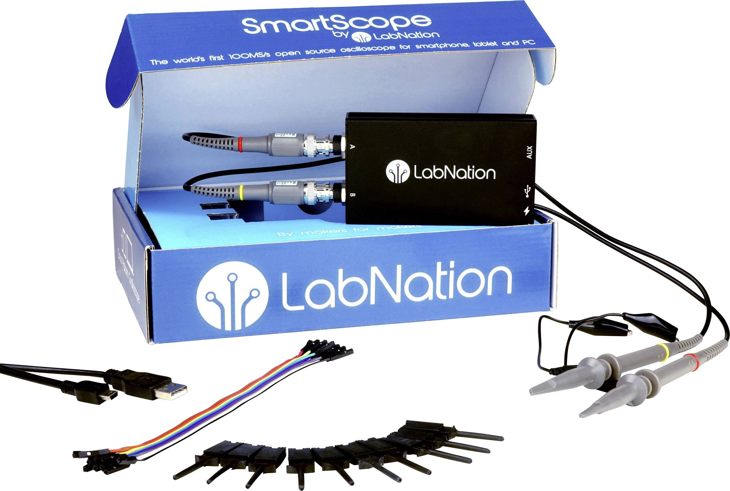 LabNation Smartscope USB-Oszilloskop 30MHz 10-Kanal 100 MSa/s 4 Mpts 8 Bit Digital-Speicher (DSO), Funktionsgenerator