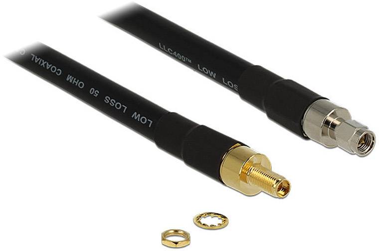Delock WLAN-Antennen Anschlusskabel [1x SMA-Stecker - 1x SMA-Buchse] 0.40 m Schwarz