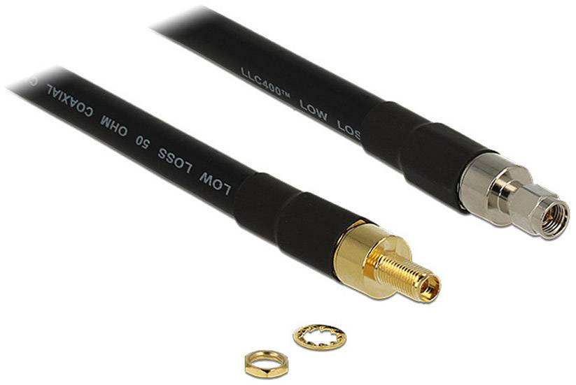 Delock WLAN-Antennen Anschlusskabel [1x SMA-Stecker - 1x SMA-Buchse] 10.00 m Schwarz