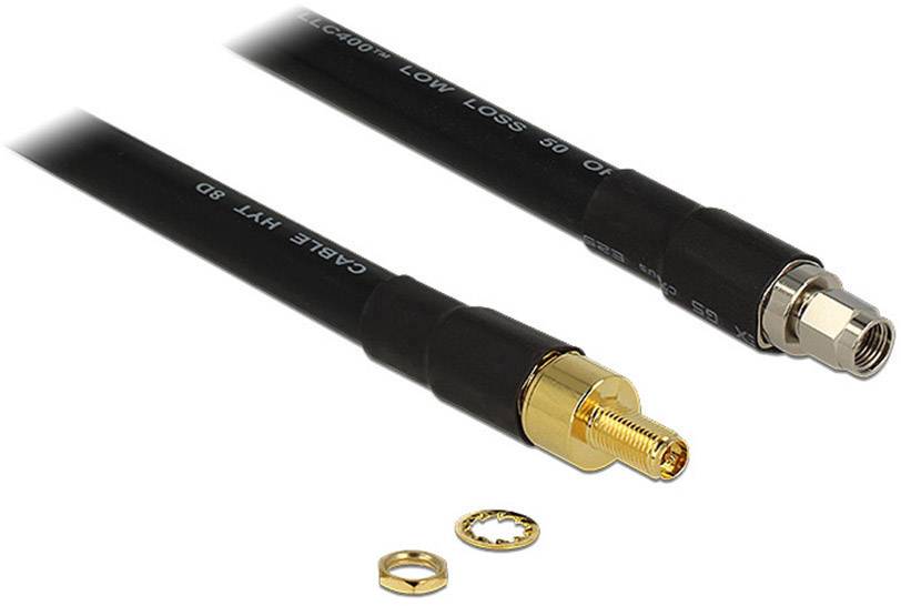 Delock WLAN-Antennen Anschlusskabel [1x RP-SMA-Stecker - 1x RP-SMA-Buchse] 5.00 m Schwarz