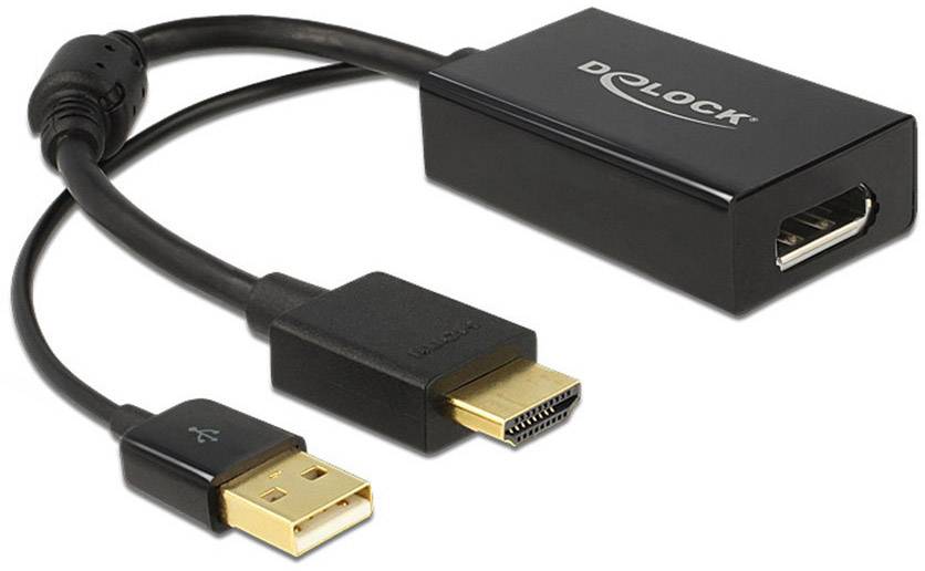 Delock 62667 HDMI / DisplayPort Adapter [1x HDMI-Stecker - 1x DisplayPort Buchse] Schwarz vergoldet