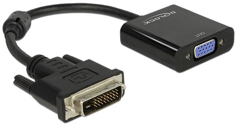 Delock 65658 DVI / VGA Adapter [1x DVI-Stecker 24+1pol. - 1x VGA-Buchse] Schwarz mit Ferritkern 16.