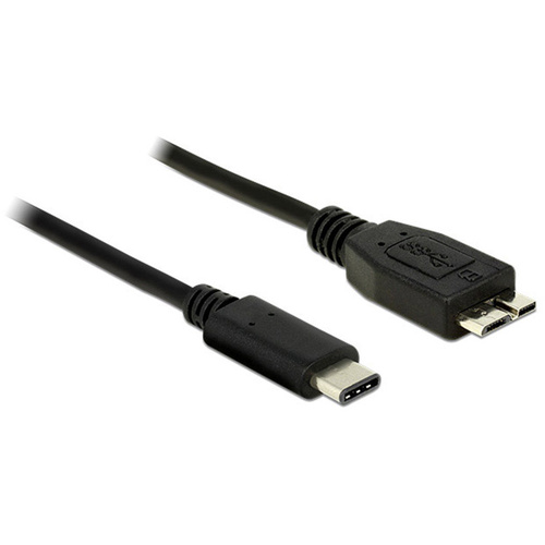 Delock USB-Kabel USB 3.2 Gen1 (USB 3.0 / USB 3.1 Gen1) USB-C® Stecker, USB-Micro-B 3.0 Stecker 1.00m Schwarz 83677