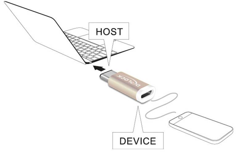 Delock USB 2.0 Adapter [1x USB-C® Stecker - 1x USB 2.0 Buchse Micro-B] 65677 0.00 m