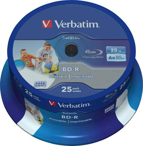 Verbatim 43811 Blu-ray BD-R SL Rohling 25 GB 25 St. Spindel Bedruckbar, Antikratzbeschichtung