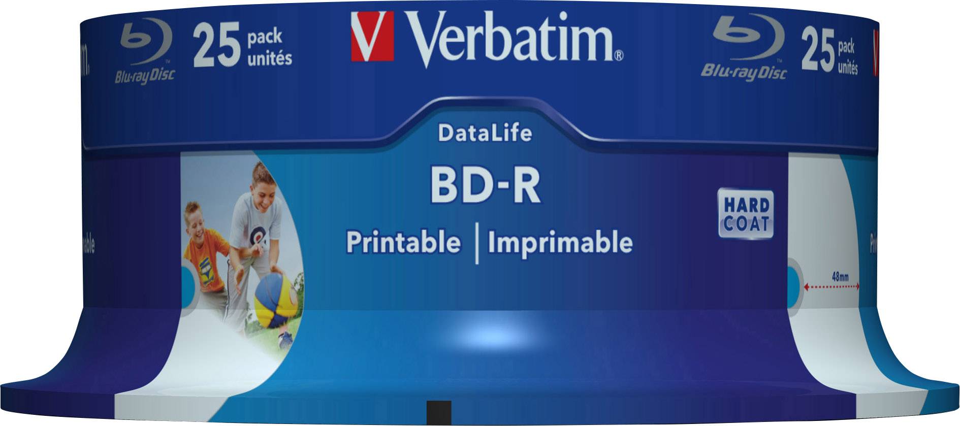 Verbatim 43811 Blu-ray BD-R SL Rohling 25GB 25 St. Spindel Bedruckbar, Antikratzbeschichtung